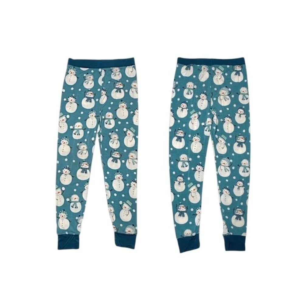 Little Sleepies Bamboo Snow Much Fun Pajama Set 4T Toddler Teal Blue Whimsical